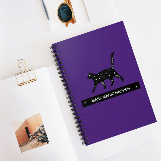 Make Magic Happen- Black Cat - Spiral Notebook - Ruled Line - Paper products