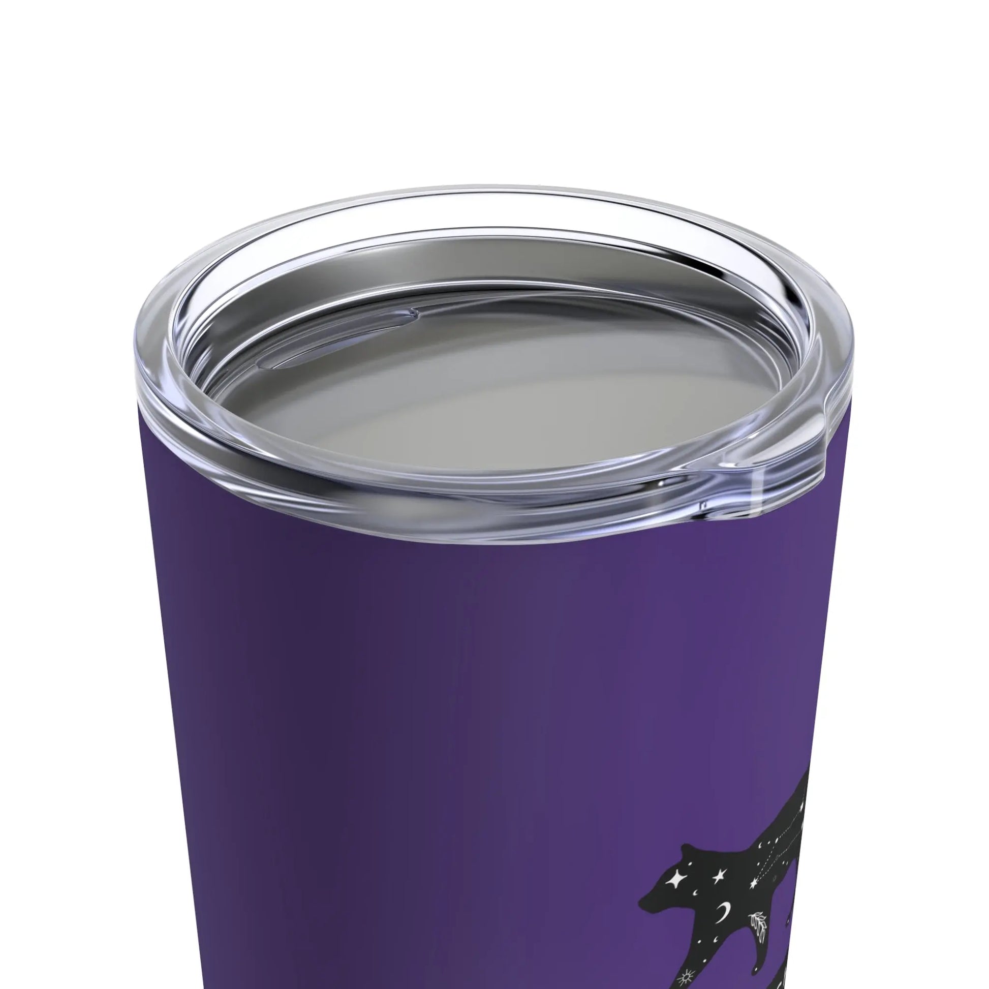 Make Magic Happen - Black Cat - Stainless Steel Tumbler with Lid - Purple - Mug