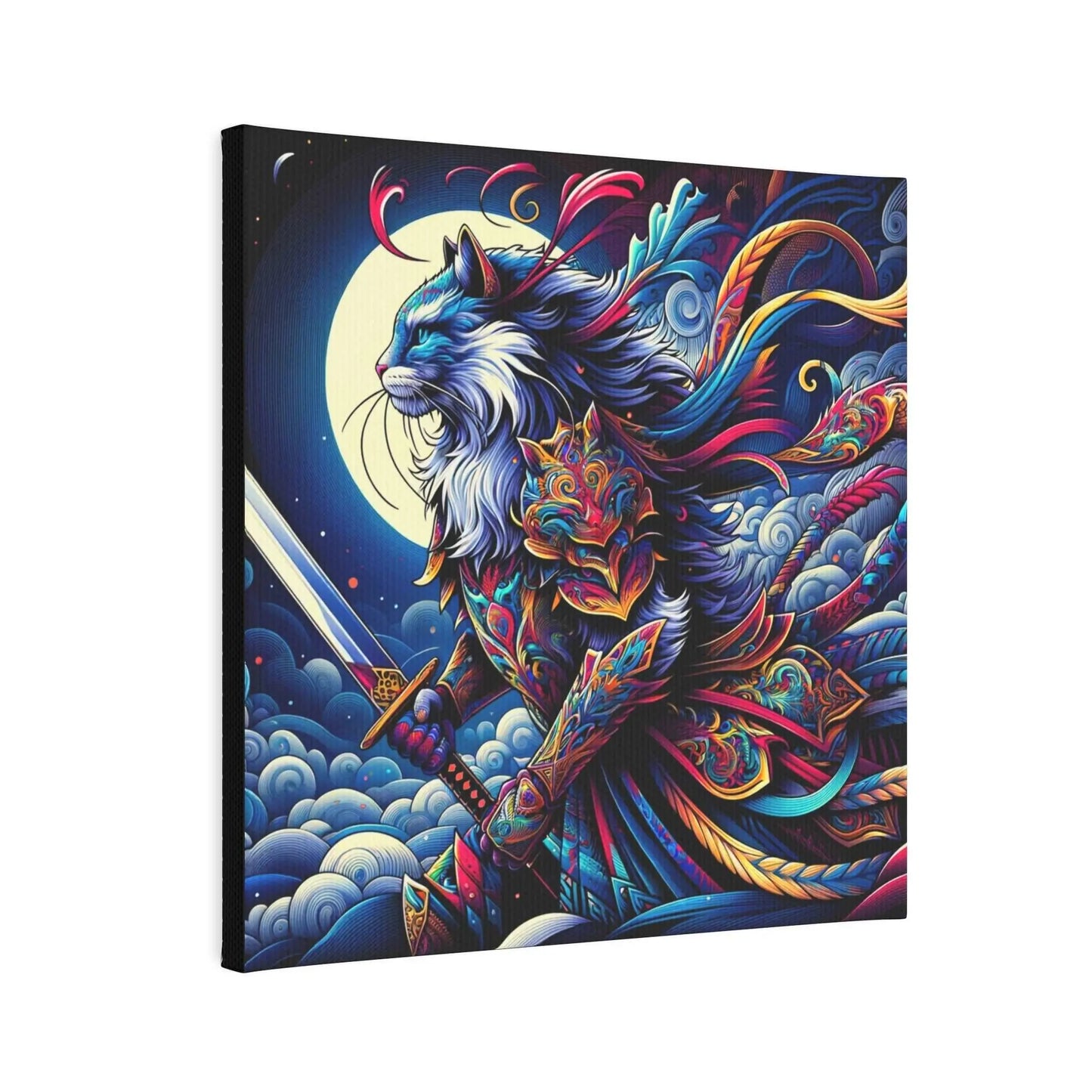 Night Warrior Wall Art - Cat Lover Decor - Canvas