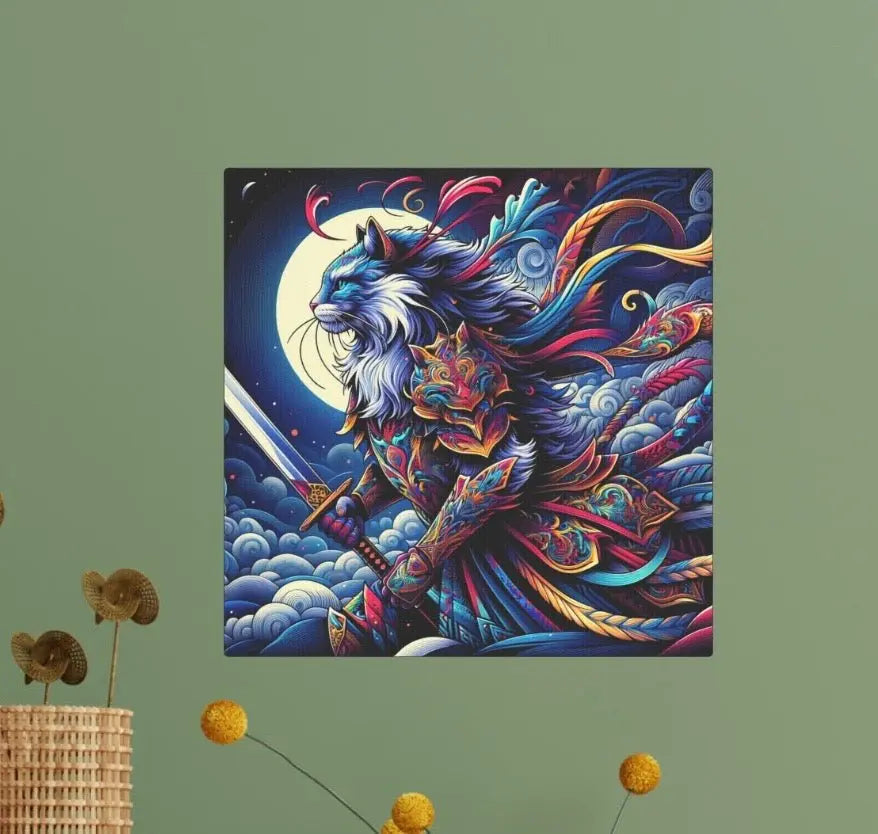 Night Warrior Wall Art - Cat Lover Decor - Canvas