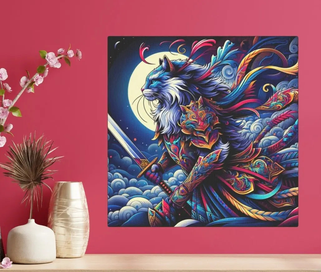 Night Warrior Wall Art - Cat Lover Decor - Canvas