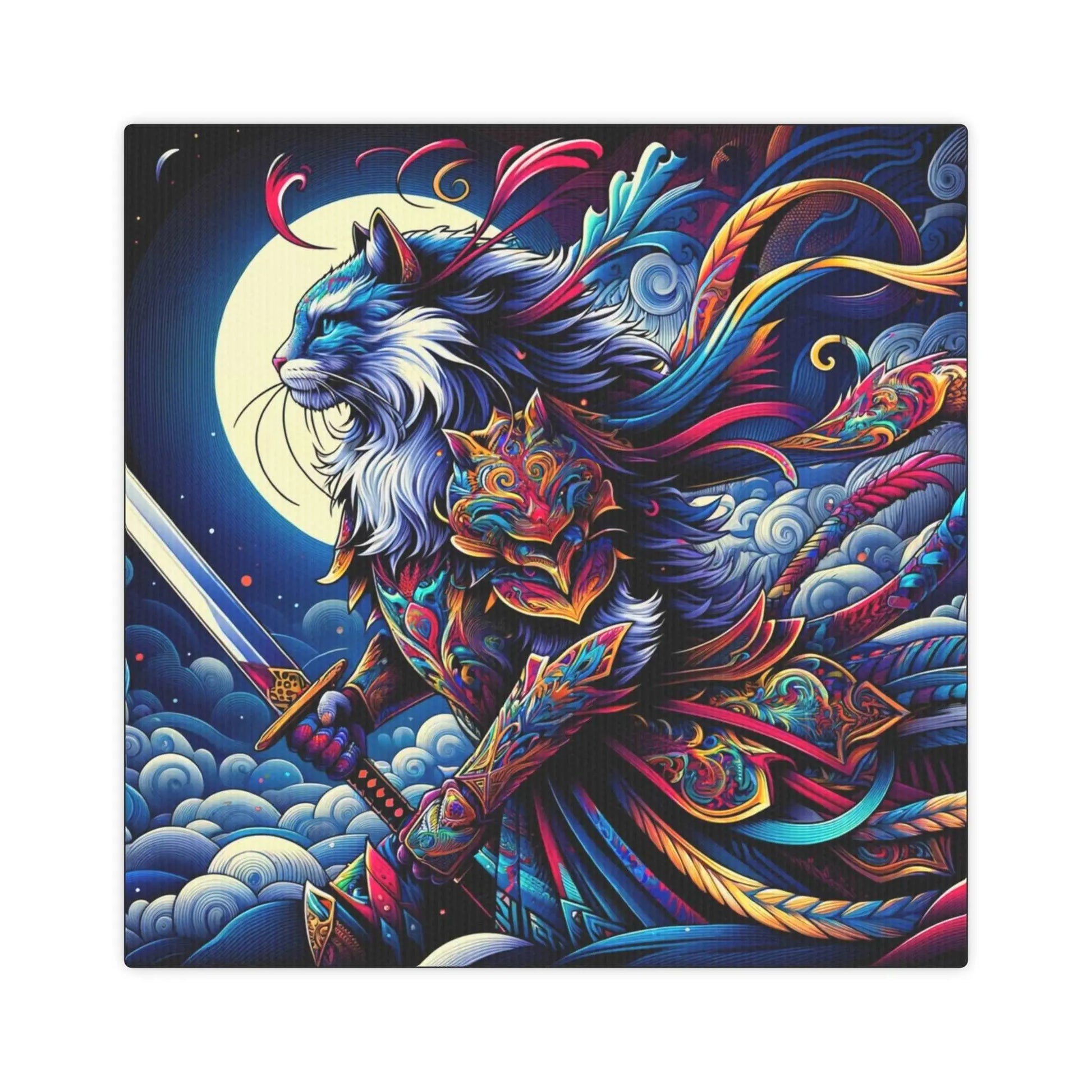 Night Warrior Wall Art - Cat Lover Decor - Canvas