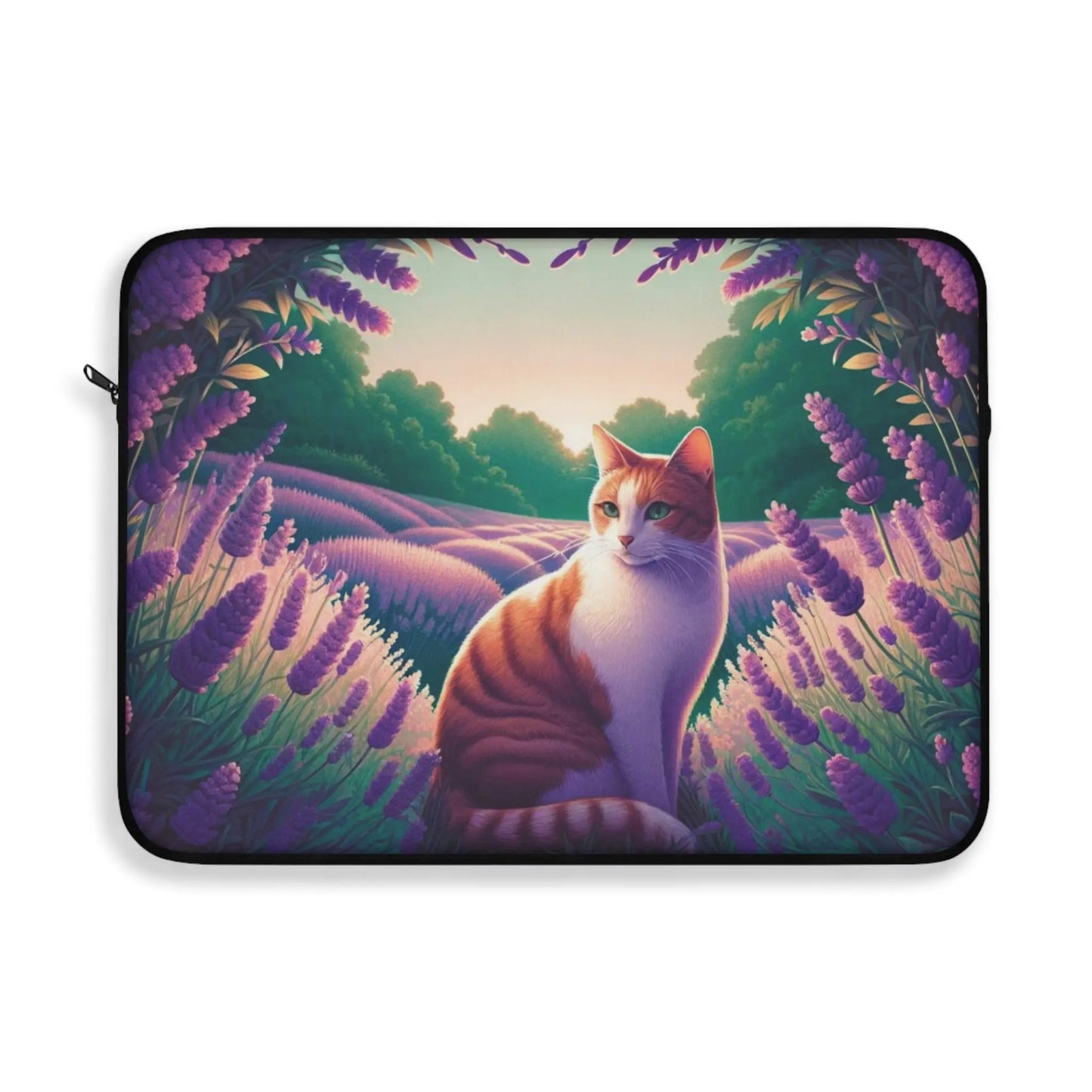 Orange Cat in Lavender Fields - Laptop Sleeve - Laptop Sleeve