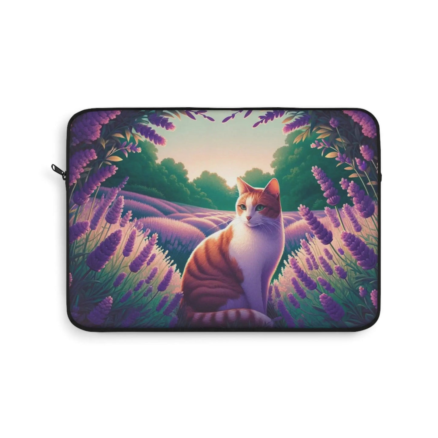 Orange Cat in Lavender Fields - Laptop Sleeve - Laptop Sleeve