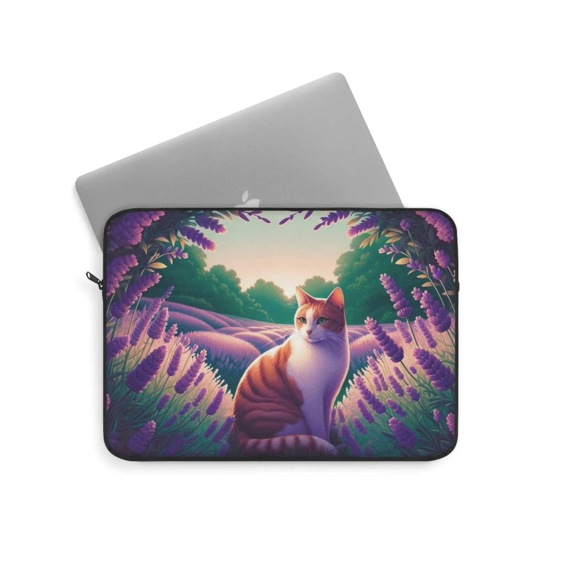 Orange Cat in Lavender Fields - Laptop Sleeve - Laptop Sleeve