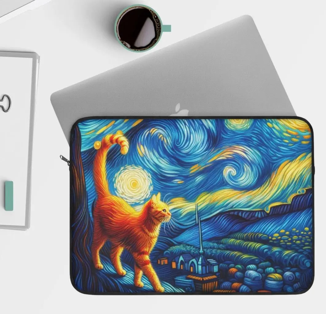 Orange Cat Starry Night - Laptop Sleeve - Laptop Sleeve