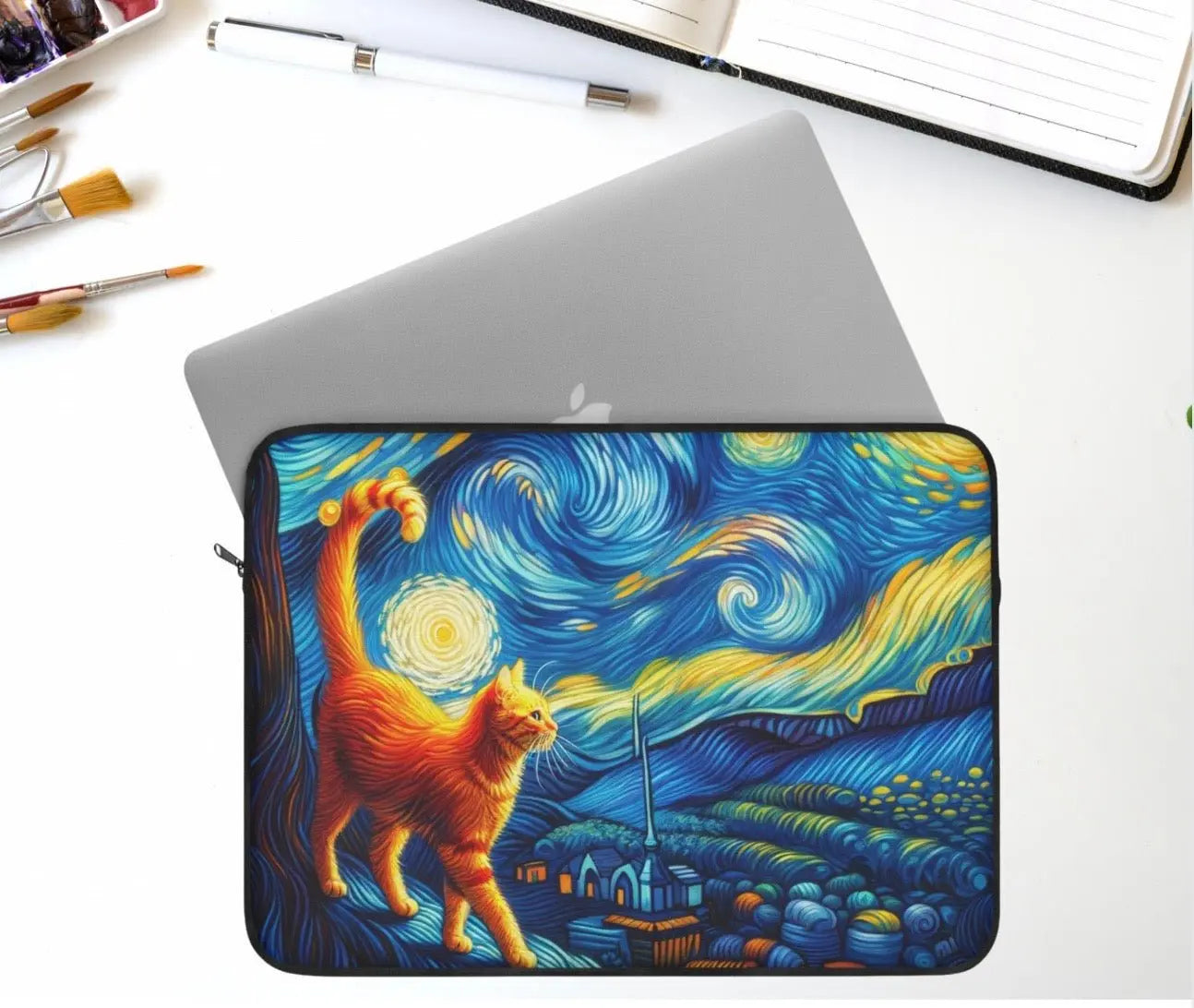 Orange Cat Starry Night - Laptop Sleeve - Laptop Sleeve