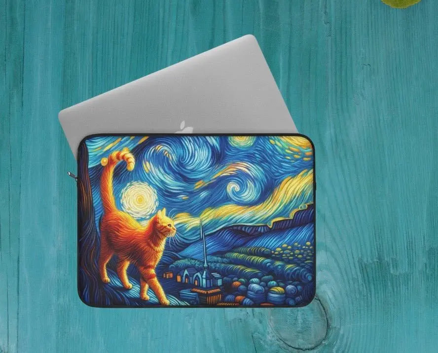 Orange Cat Starry Night - Laptop Sleeve - Laptop Sleeve