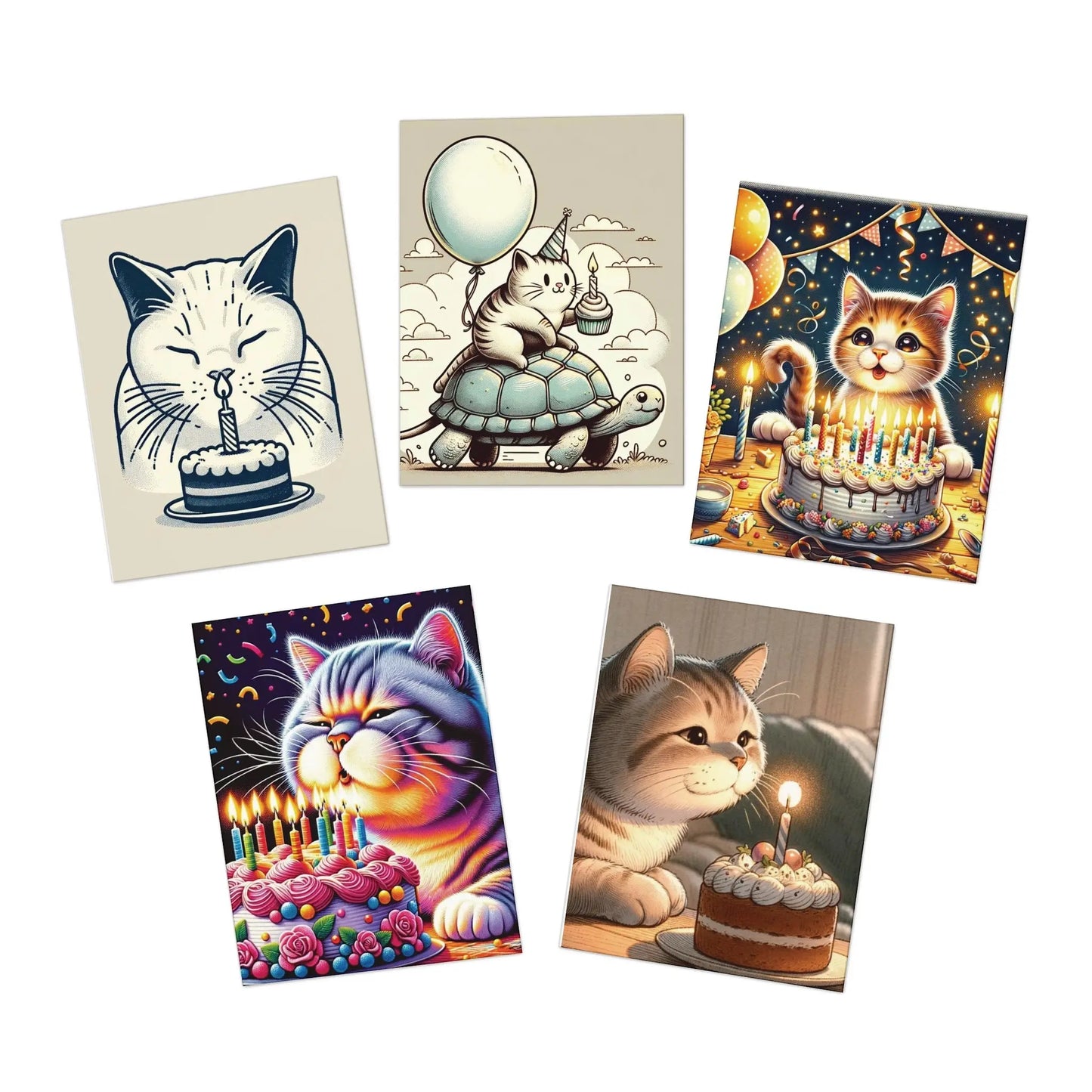 Pack of Cat Lover Birthday Cards - Multi-Design Greeting Cards (5-Pack) - Paper products