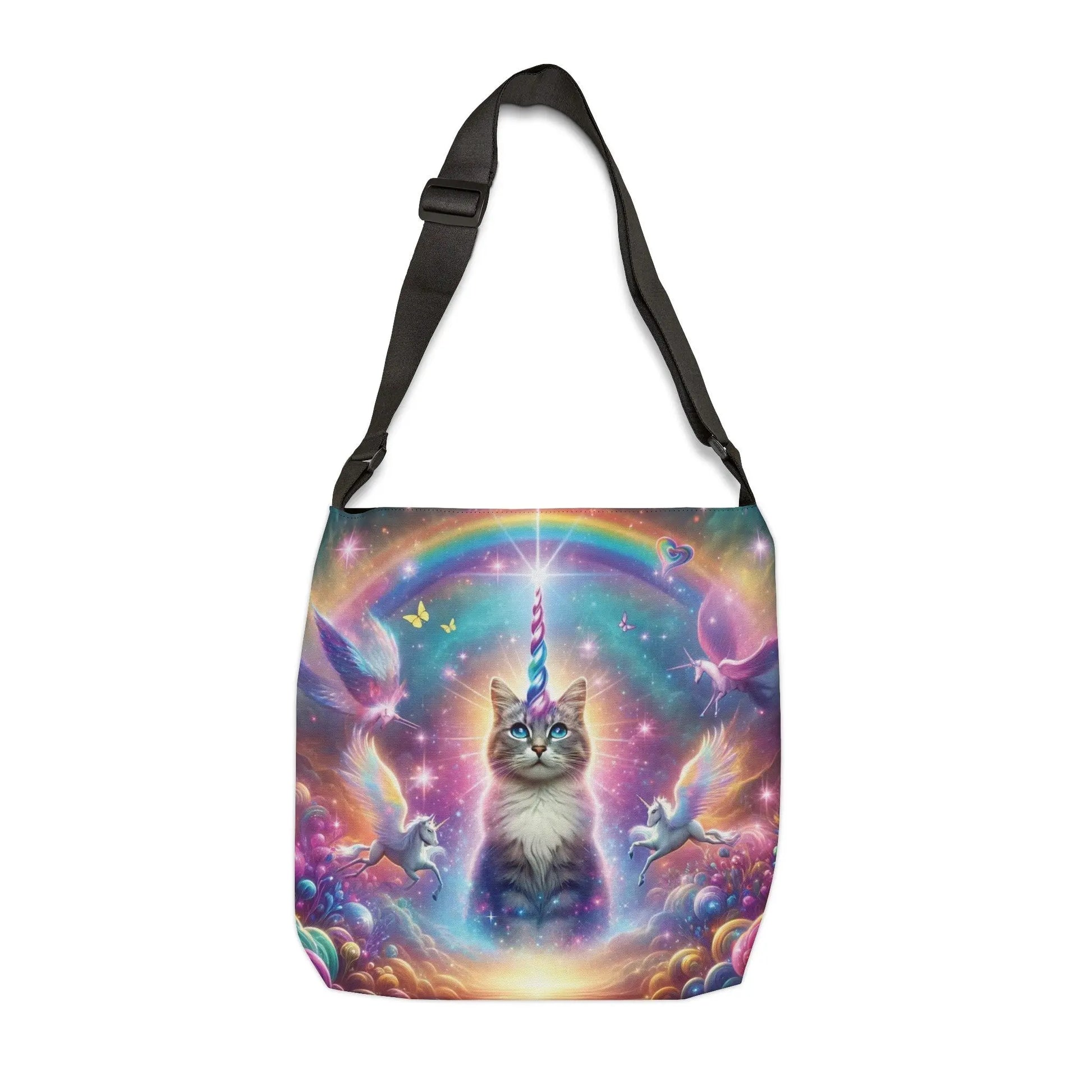 Rainbow Caticorn - Cat Unicron - Cat Lover - Adjustable Strap Tote Bag - Bags