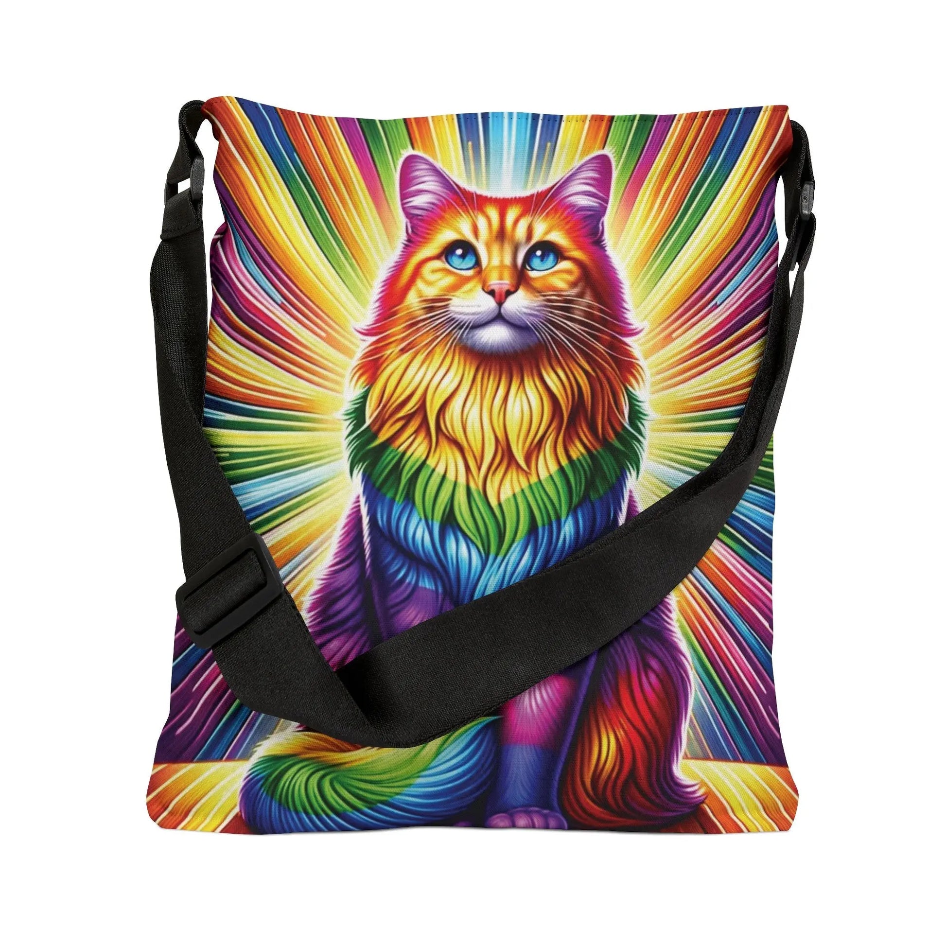 Rainbow Fluffy Cat - Adjustable Strap -Two Sizes - Tote Bag - Bags