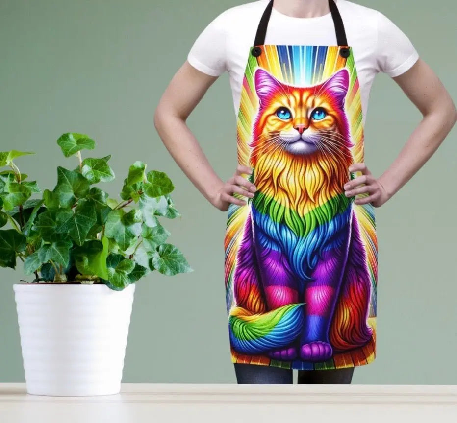 Rainbow Fluffy Cat - Apron - Accessories