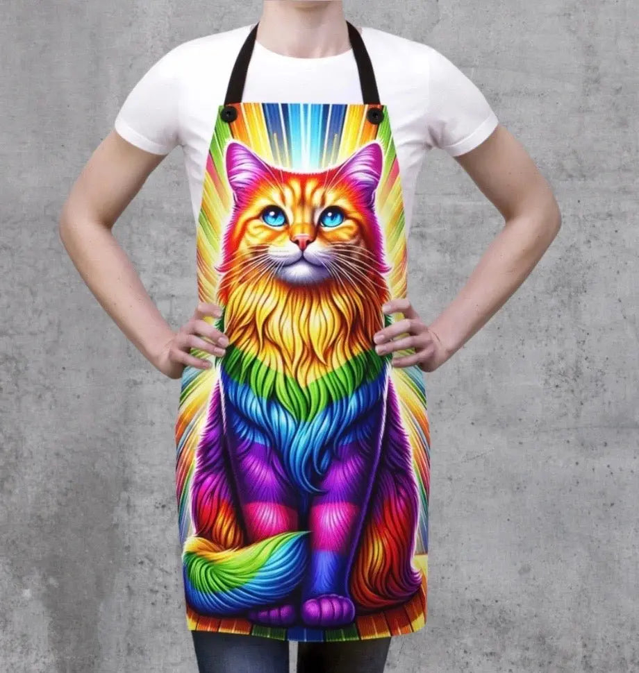 Rainbow Fluffy Cat - Apron - Accessories