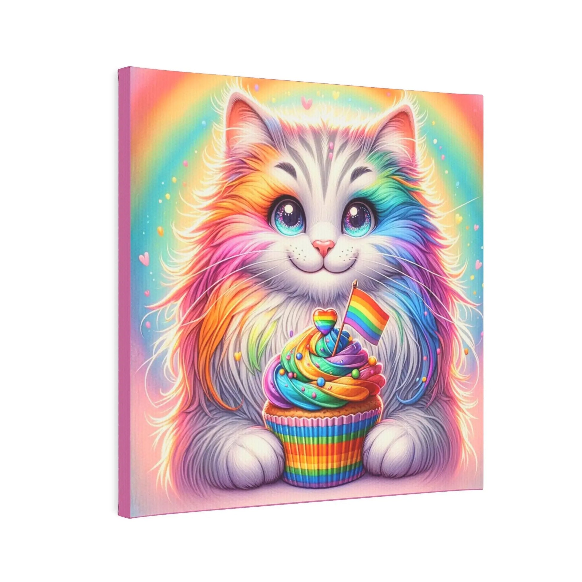 Rainbow Kitten Cupcake - Wall Art Decor - Canvas