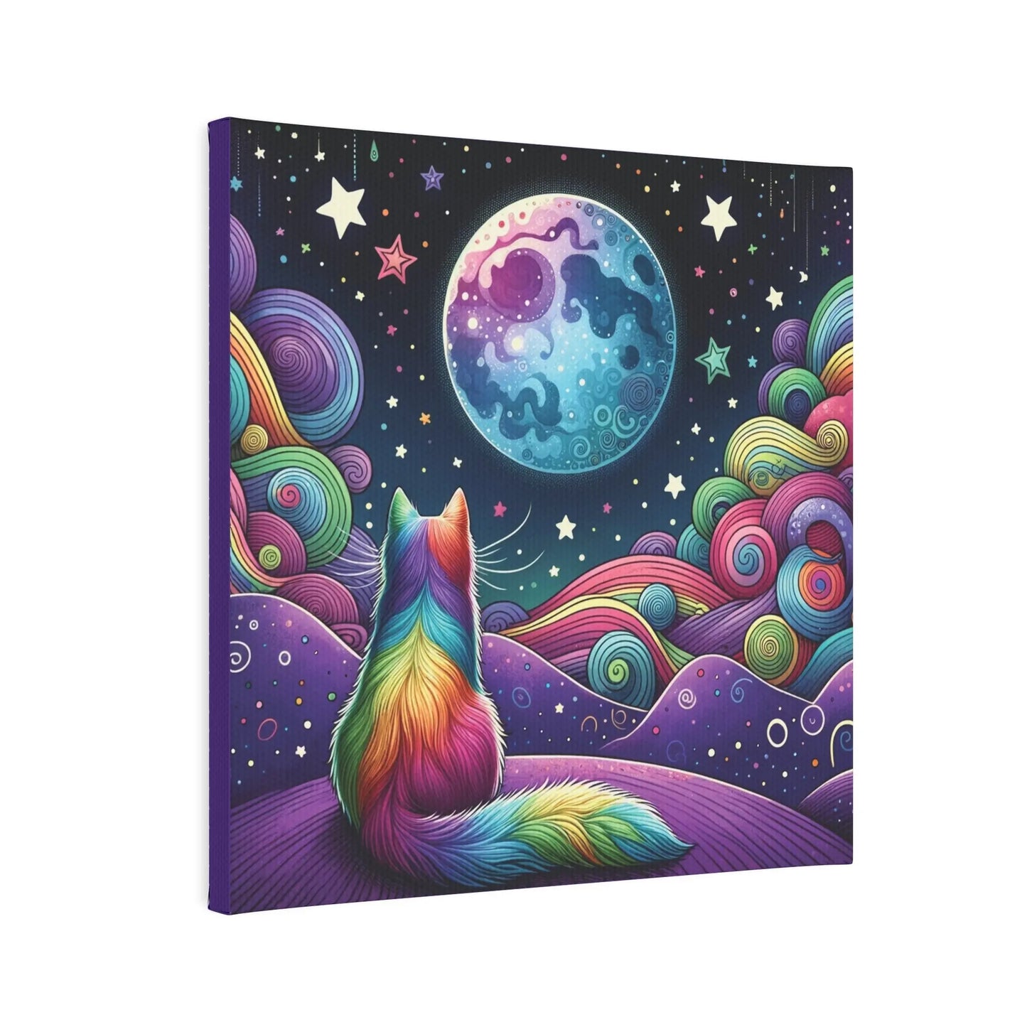 Rainbow Moon Cat Lover - Wall Art Decor - Canvas