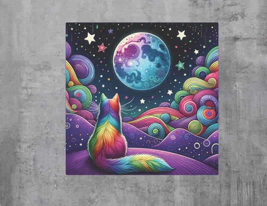 Rainbow Moon Cat Lover - Wall Art Decor - Canvas