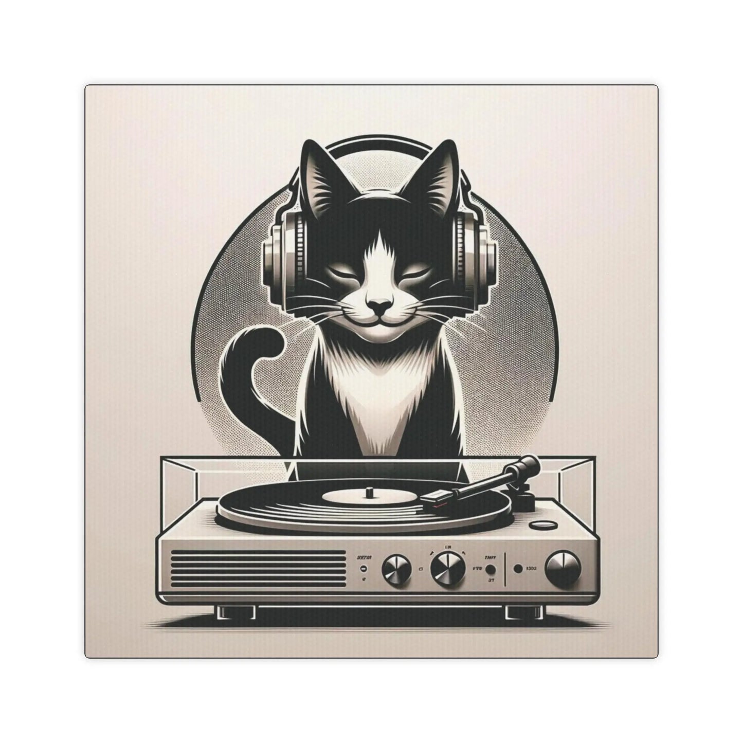 Record Listener Wall Art - Cat Lover Decor - Canvas