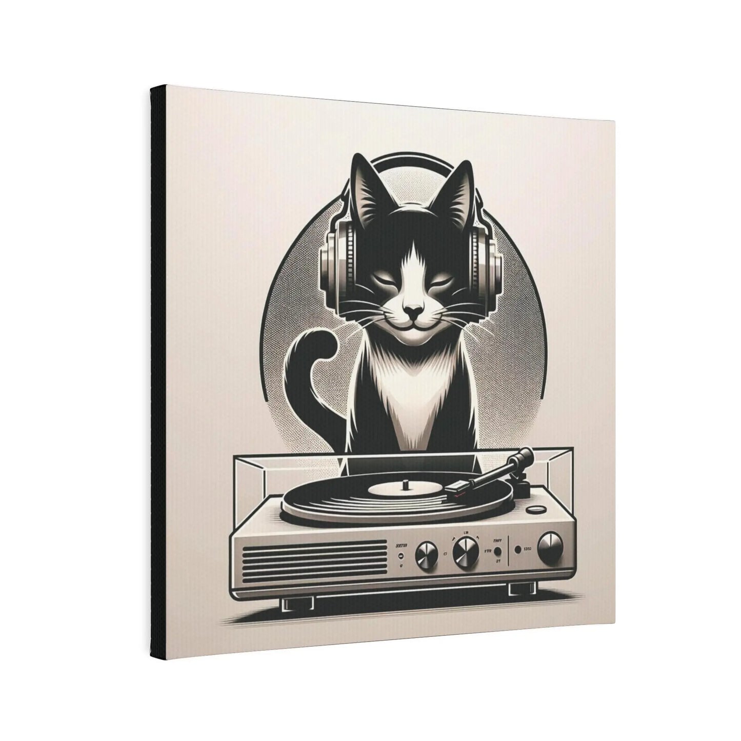 Record Listener Wall Art - Cat Lover Decor - Canvas