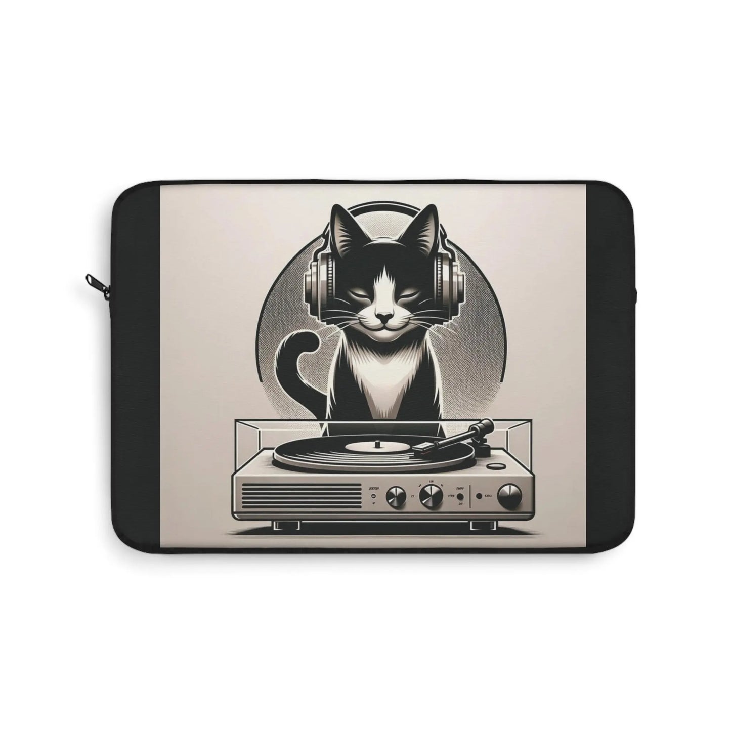 Record Player Listening - Cat Lover - Laptop Sleeve - Laptop Sleeve