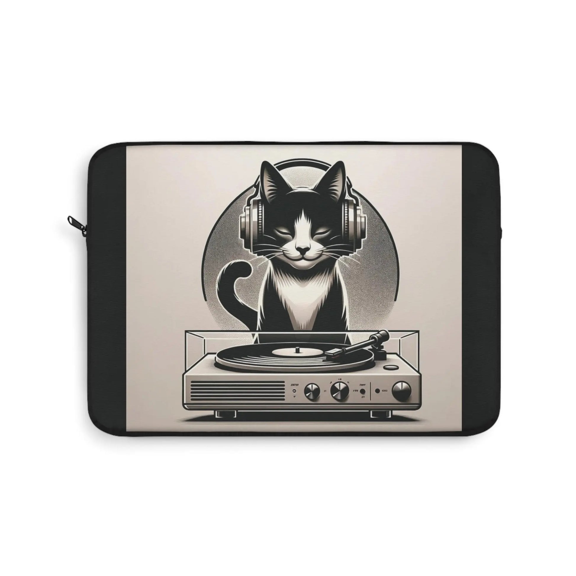 Record Player Listening - Cat Lover - Laptop Sleeve - Laptop Sleeve