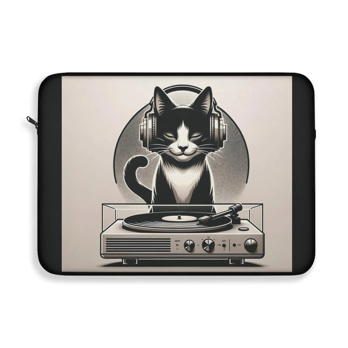 Record Player Listening - Cat Lover - Laptop Sleeve - Laptop Sleeve
