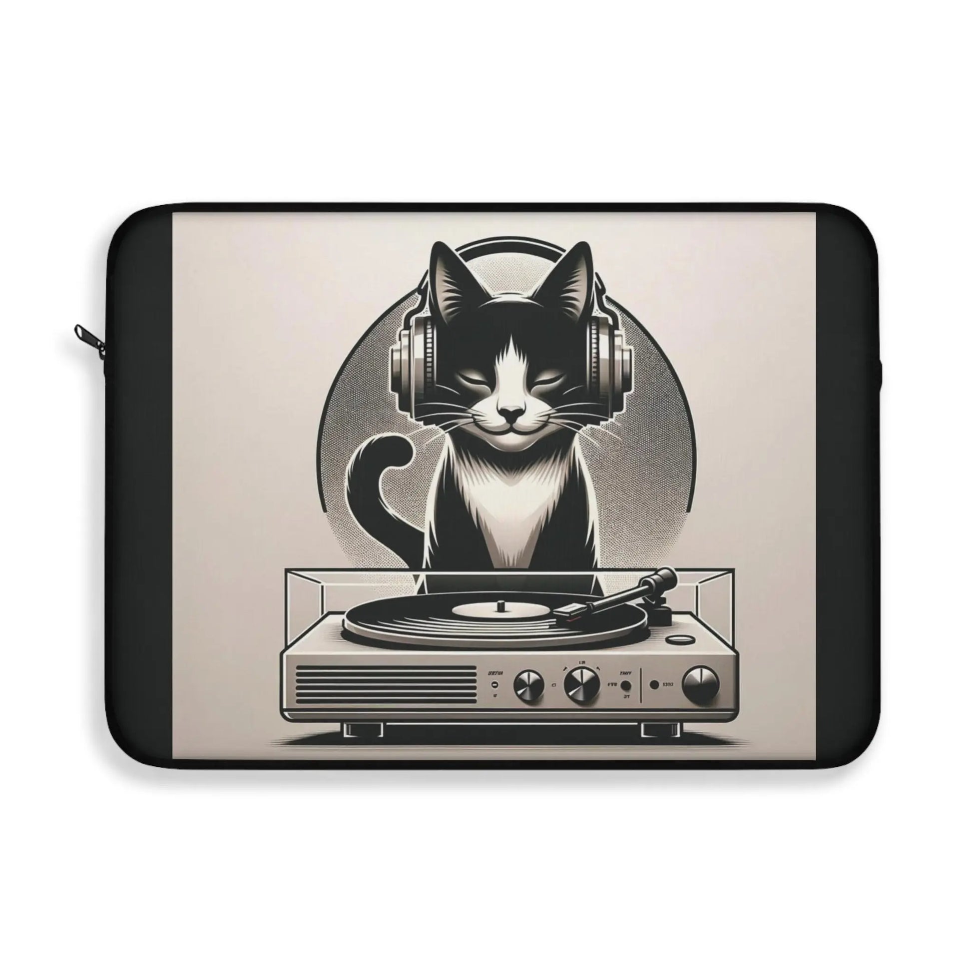 Record Player Listening - Cat Lover - Laptop Sleeve - Laptop Sleeve