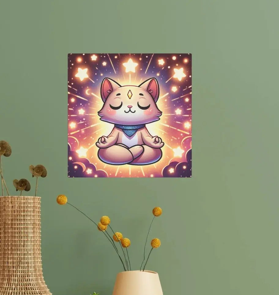 Star Cat Meditation - Wall Art Decor - Canvas