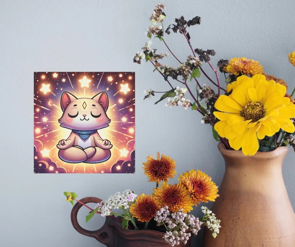 Star Cat Meditation - Wall Art Decor - Canvas