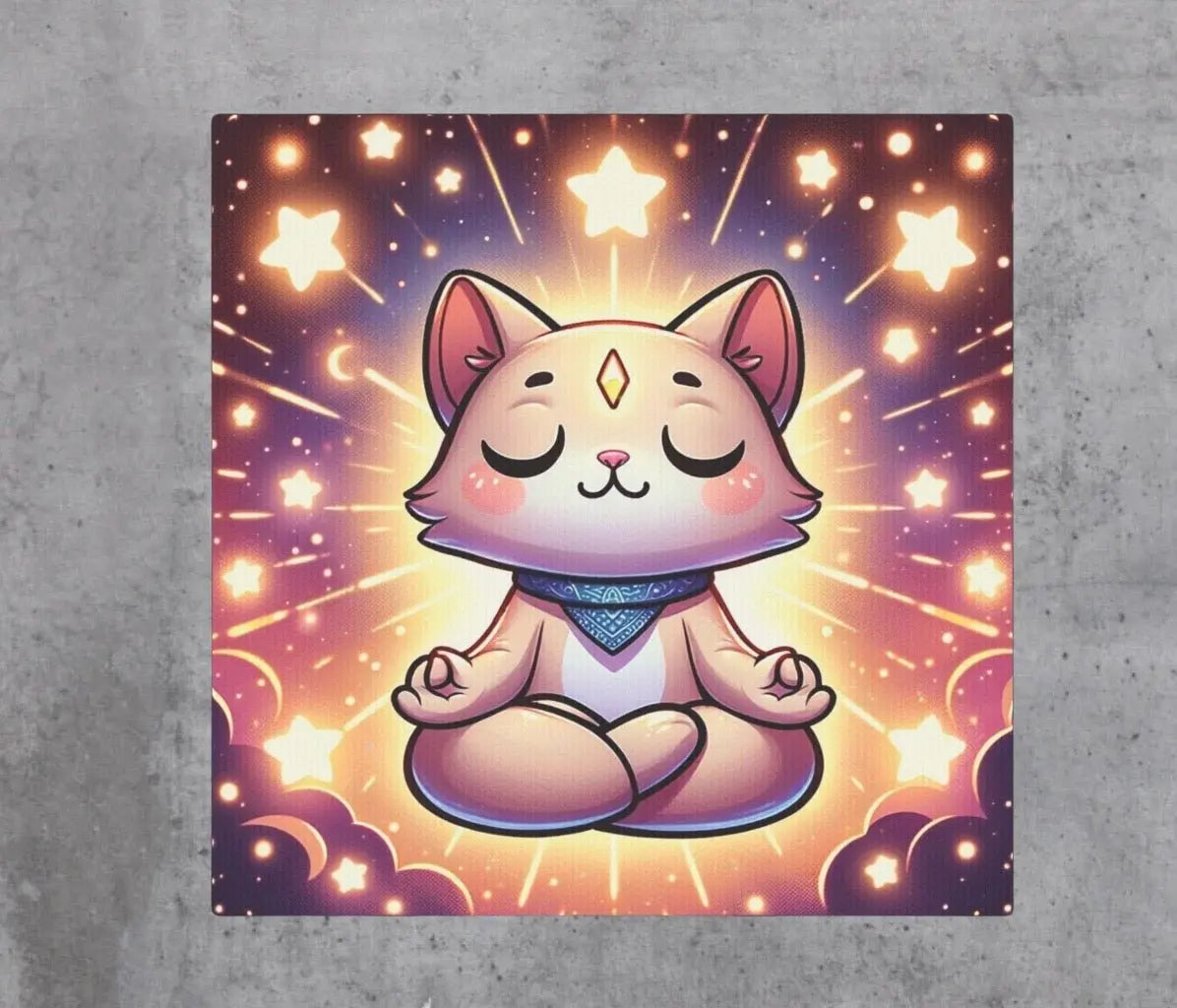 Star Cat Meditation - Wall Art Decor - Canvas