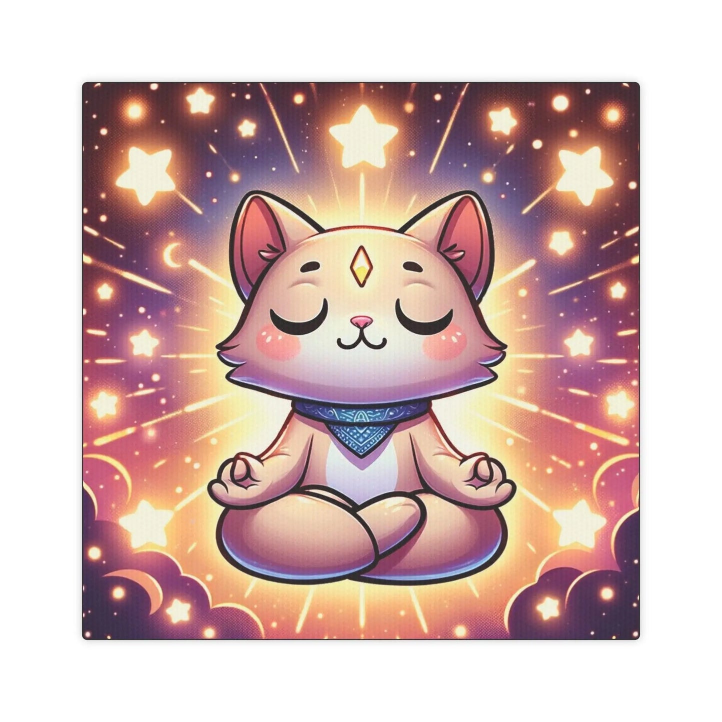 Star Cat Meditation - Wall Art Decor - Canvas