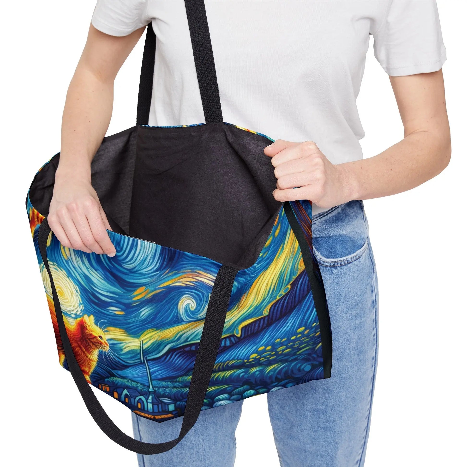 Starry Night Orange Cat - Weekender Tote Bag - Bags