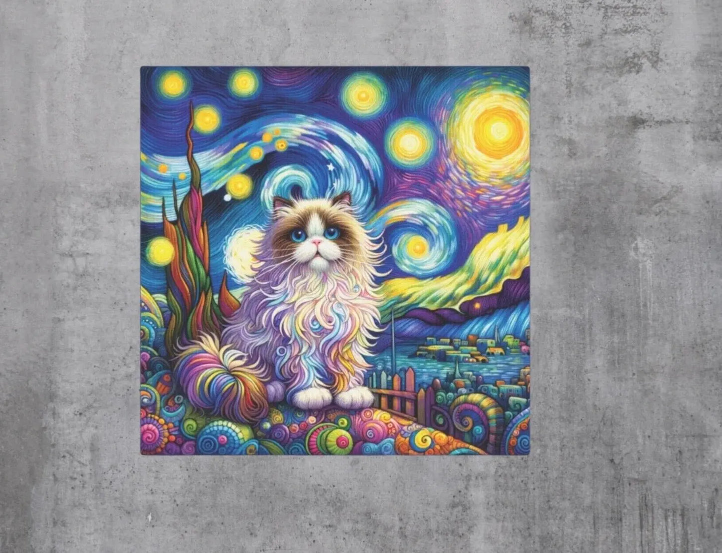 Starry Night Rag Doll Cat Lover - Wall Art Decor - Canvas