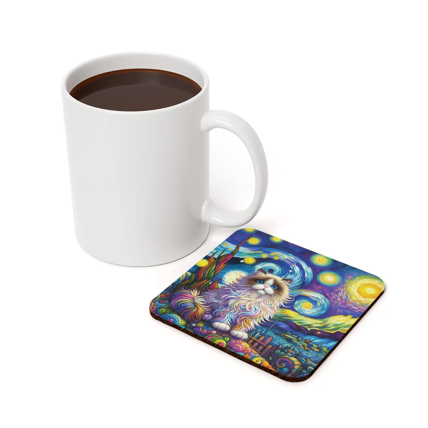 Starry Night Rag Doll Lover Coaster - Home Decor