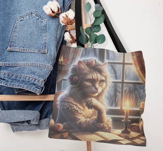 Tortured Cat Poet - Adjustable Strap -Two Sizes - Tote Bag - Bags