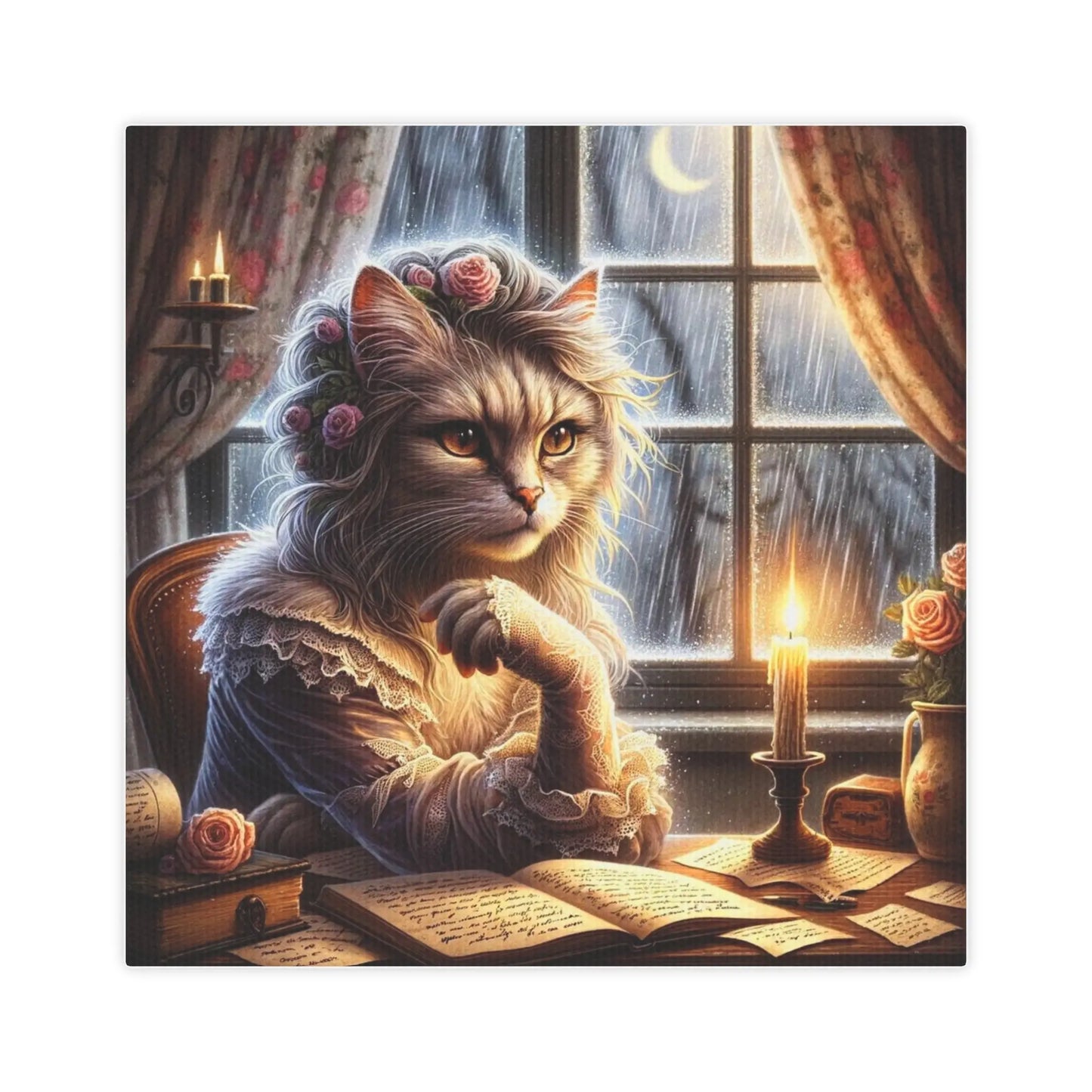 Tortured Poet Cat - Wall Art Decor - Canvas