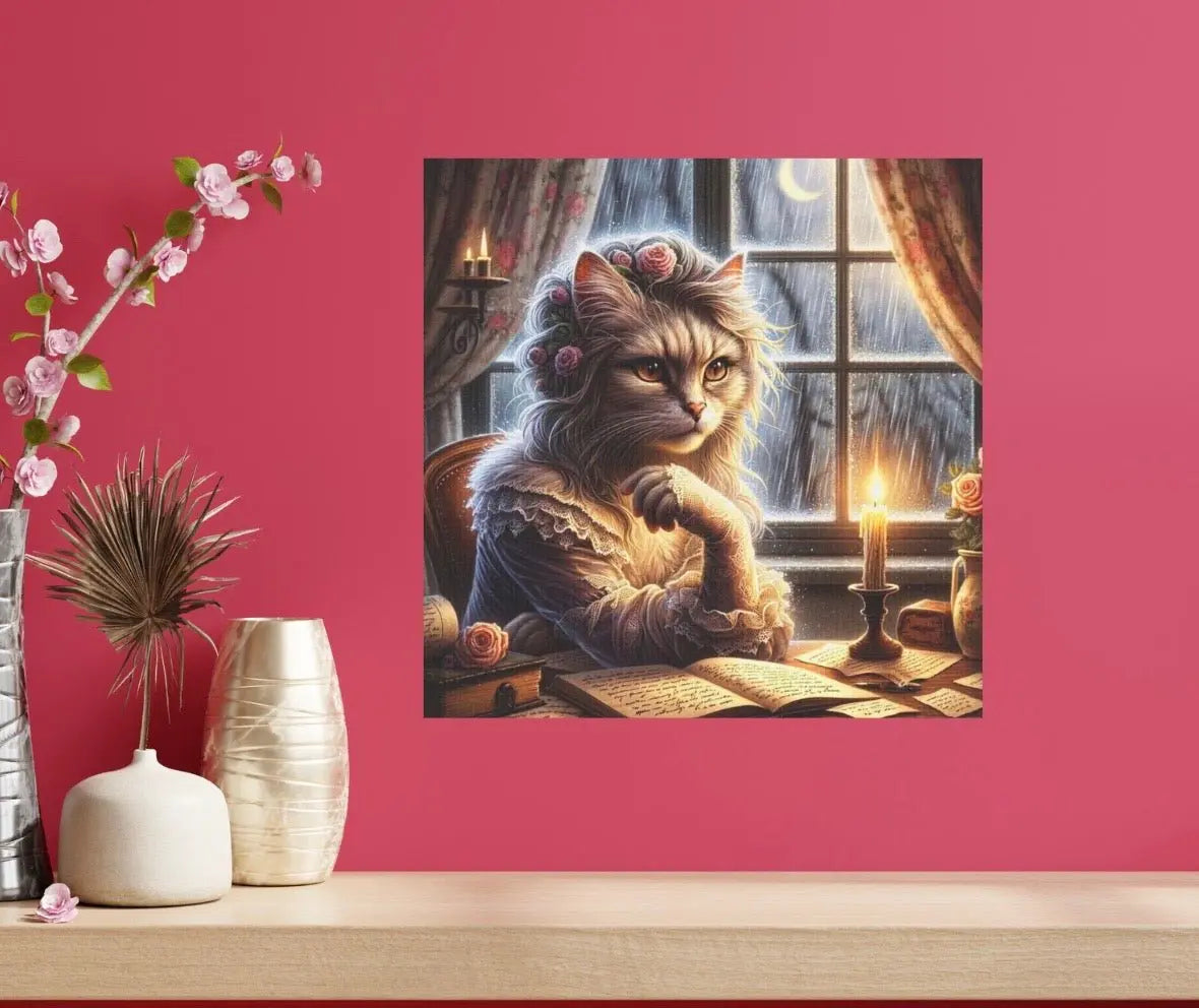 Tortured Poet Cat - Wall Art Decor - Canvas