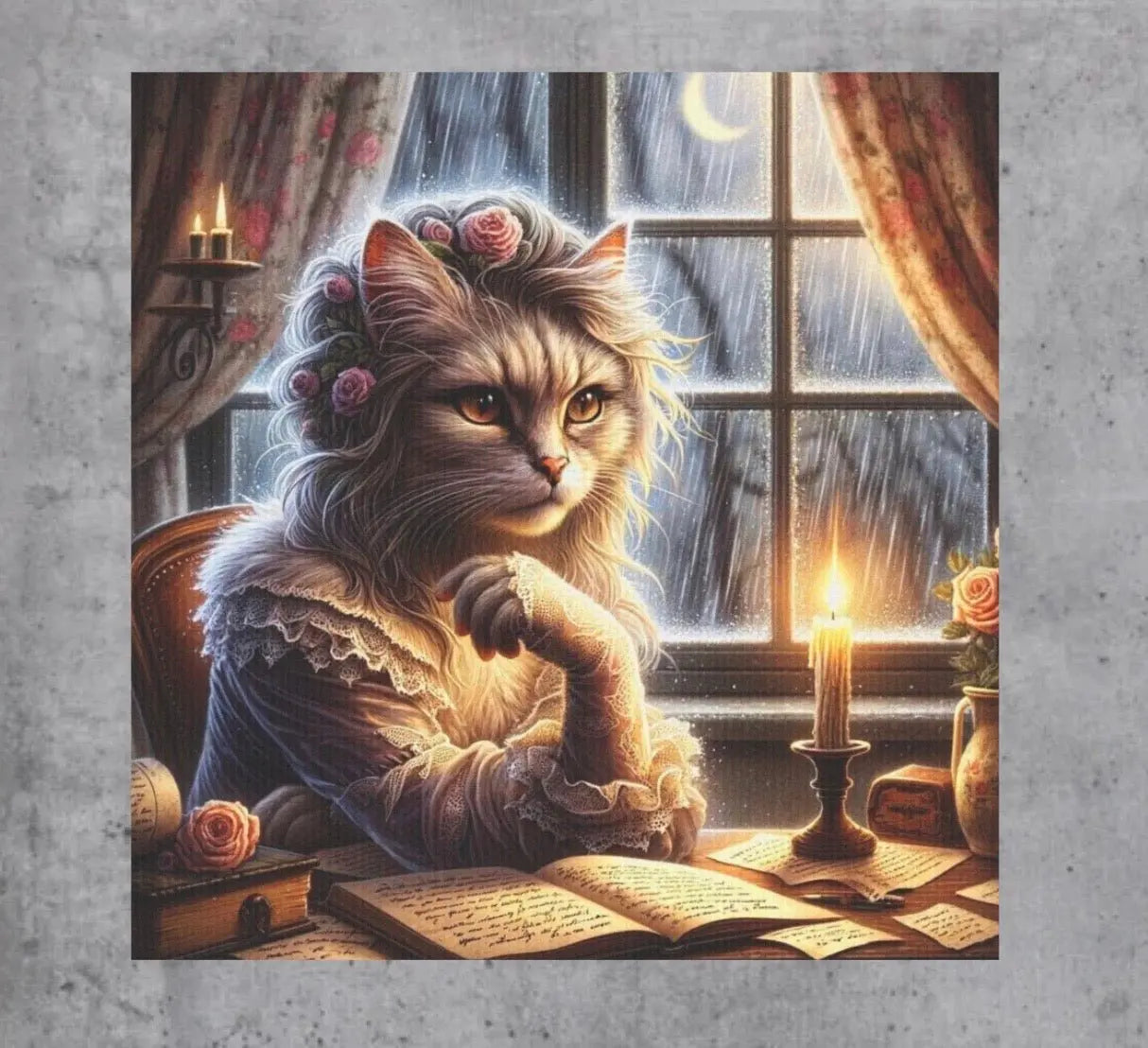 Tortured Poet Cat - Wall Art Decor - Canvas