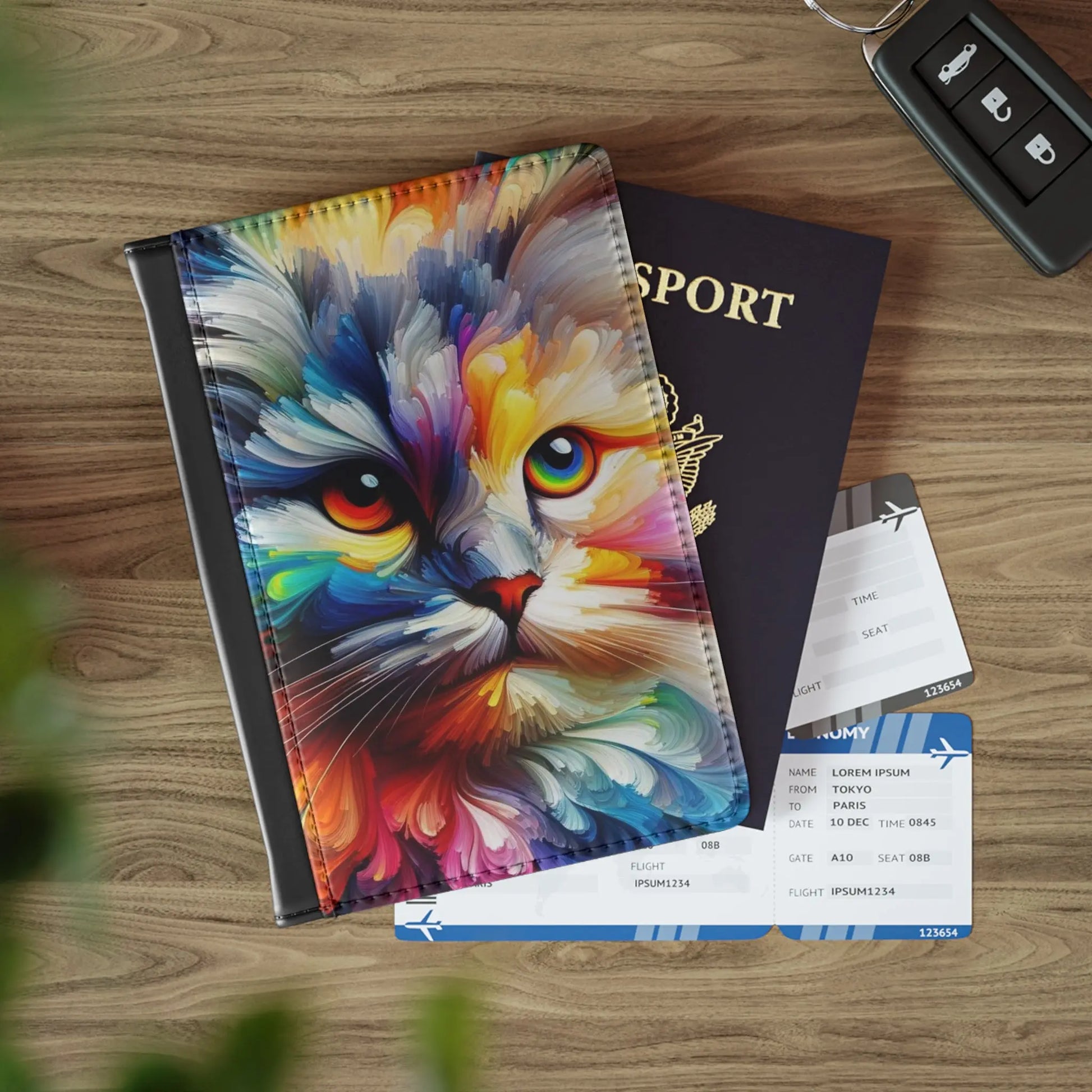 Watercolor Abstract Cat - Passport Cover - Accessories