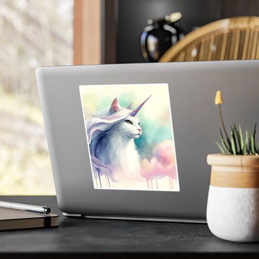 Watercolor Caticorn - Cat Uncorn- Kiss-Cut Vinyl Decals - Paper products