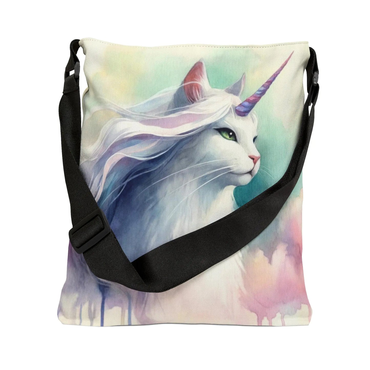 Watercolor Caticorn - Cat Unicorn - Adjustable Strap -Two Sizes - Tote Bag - Bags