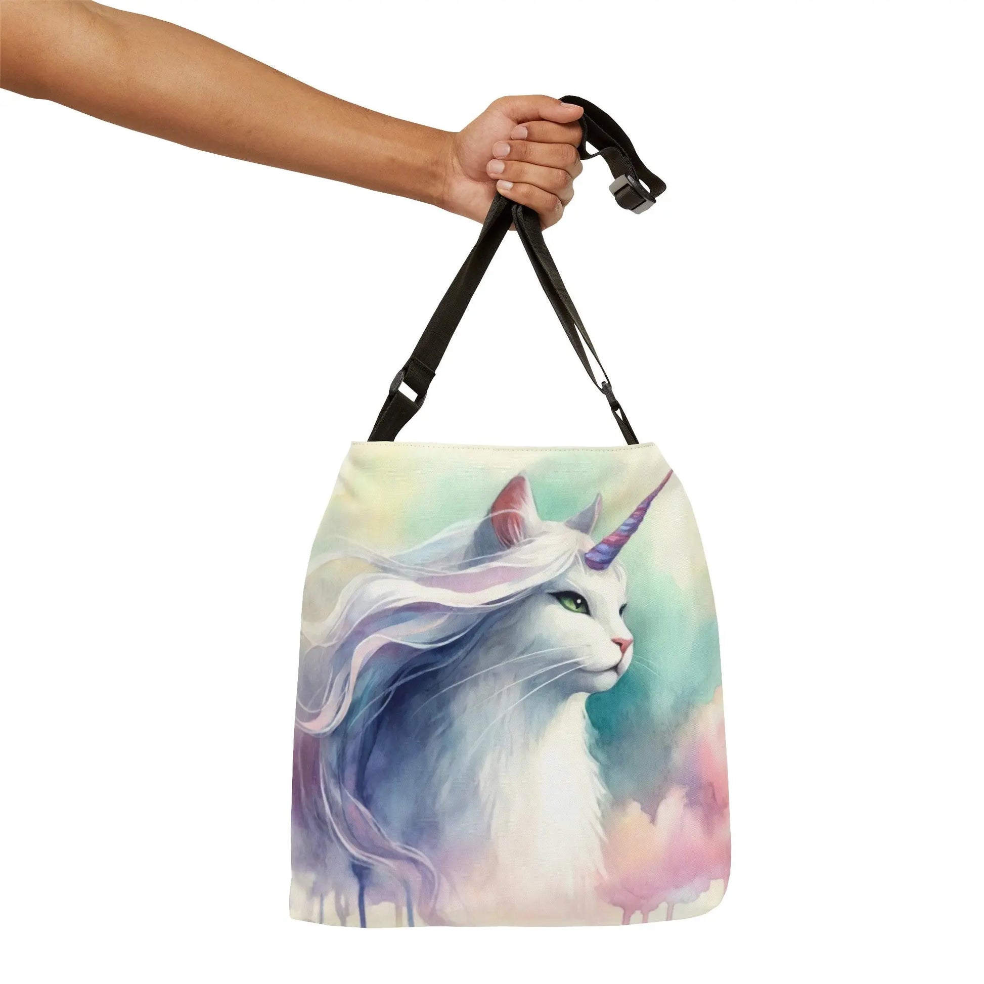 Watercolor Caticorn - Cat Unicorn - Adjustable Strap -Two Sizes - Tote Bag - Bags
