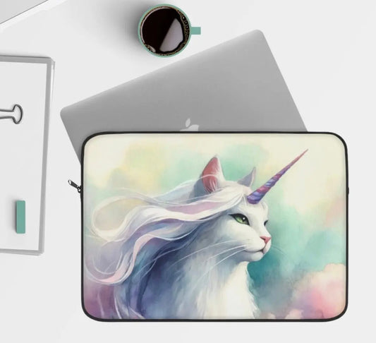 Watercolor Caticorn - Cat Unicorn - Cat Lover - Laptop Sleeve - Laptop Sleeve