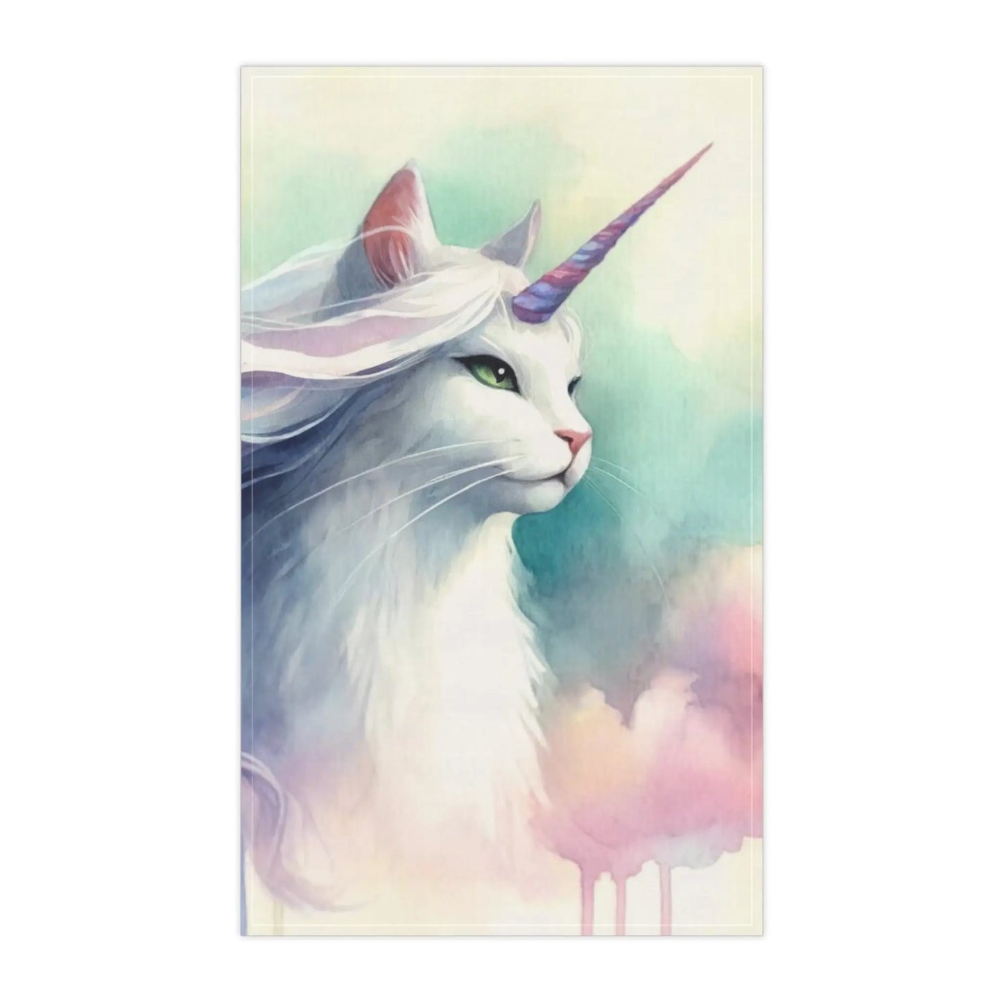 Watercolor Caticorn - Cat Unicorn - Kitchen Tea Towel - Home Decor