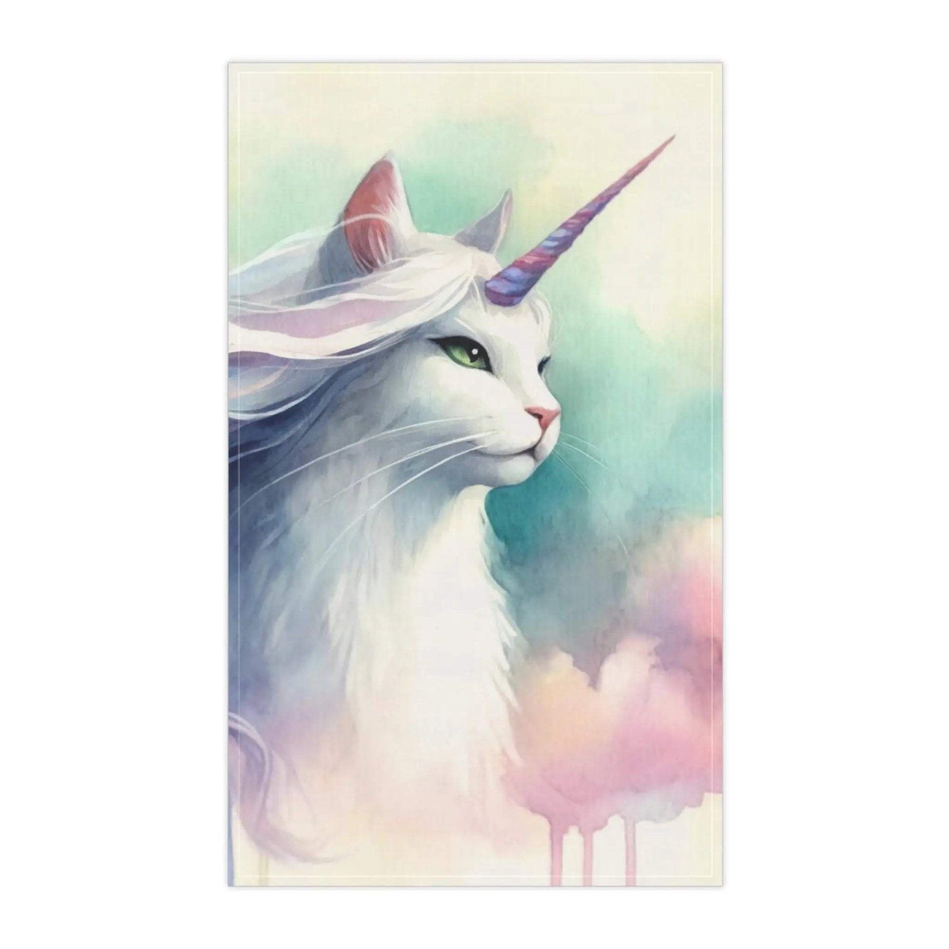 Watercolor Caticorn - Cat Unicorn - Kitchen Tea Towel - Home Decor