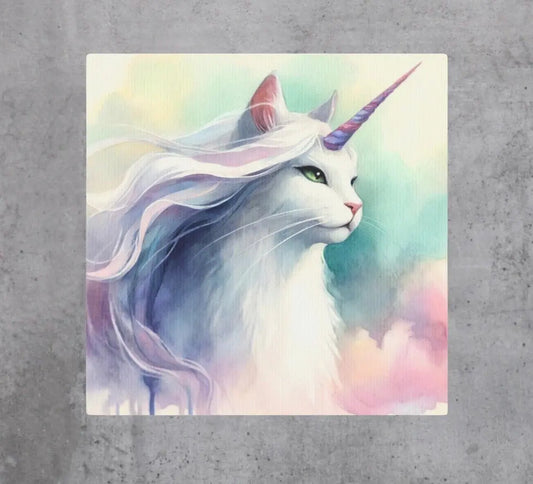 Watercolor Caticorn - Cat Unicorn - Wall Art Decor - Canvas