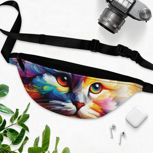 Watercolor Rainbow Cat Eyes - Fanny Pack - Travel Bag - Bags