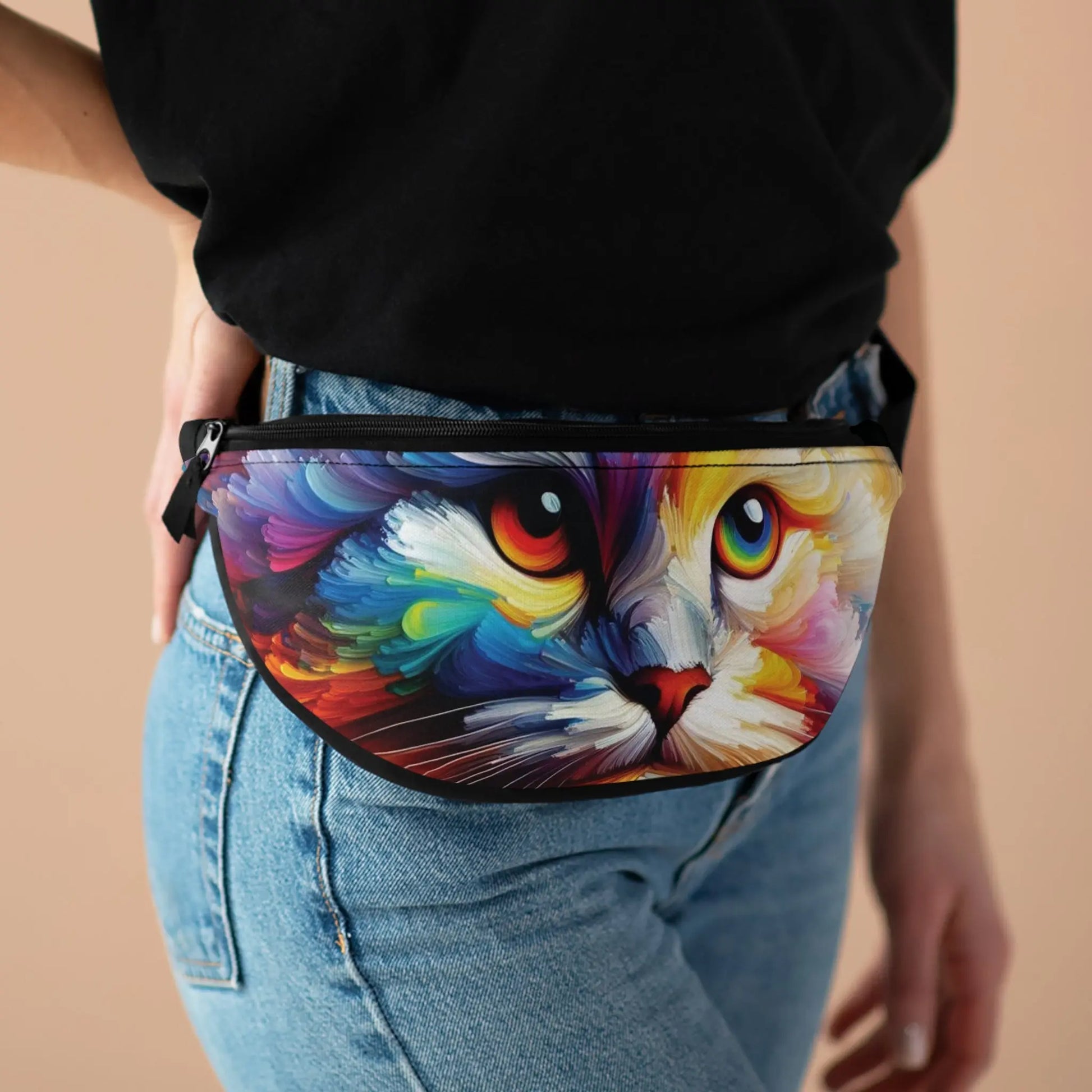 Watercolor Rainbow Cat Eyes - Fanny Pack - Travel Bag - Bags