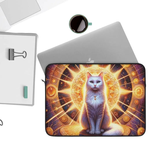 White Cat in Sunshine - Laptop Sleeve - Laptop Sleeve