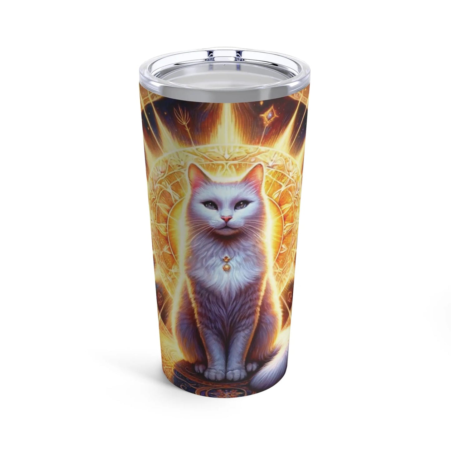 White Cat in Sunshine Stainless Steel Travel Cup With Lid - Mug